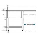 Plonge inox - AISI 304 - 1400 (L) x 700 (P) x 850 (H) mm