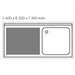 Plonge inox - AISI 304 - 1400 (L) x 700 (P) x 850 (H) mm