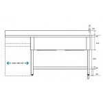 Plonge inox - AISI 304 - 1600 (L) x 700 (P) x 850 (H) mm