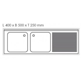 Plonge inox - AISI 304 - 1600 (L) x 700 (P) x 850 (H) mm