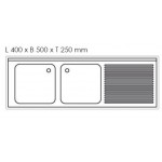 Plonge inox - AISI 304 - 1600 (L) x 700 (P) x 850 (H) mm