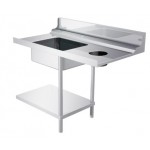 Plonge inox/emplacement lave vaisselle - AISI 304 - 1200 (L) x 700 (P) x 855 (H) mm