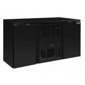Arrière-bar réfrigéré - 2 portes battantes et rafraîchisseur à vin 8 bouteilles  - 380 litres - Garantie 2 ans - Classe N