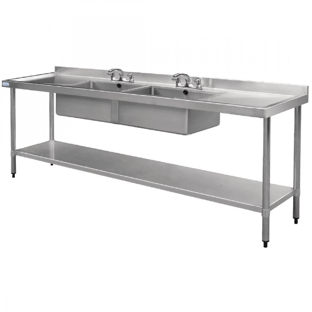 Plonge inox double bac - AISI 304 - 1500 (L) x 600 (P) x 900 (H) mm