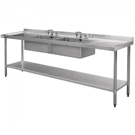 Plonge inox double bac - AISI 304 - 1500 (L) x 600 (P) x 900 (H) mm