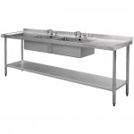 Plonge inox double bac - AISI 304 - 1500 (L) x 600 (P) x 900 (H) mm