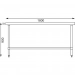 Table inox - AISI 430 - 1800 (L) x 900 (P) x 900 (H) mm