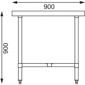 Table inox - AISI 430 - 1800 (L) x 900 (P) x 900 (H) mm