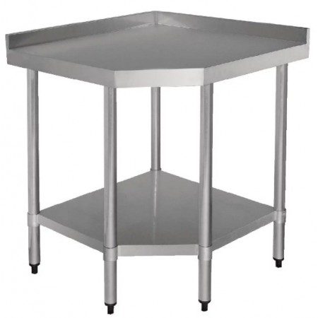 Table inox adossée d'angle - AISI 430 - 900 (L) x 700 (P) x 960 (H) mm