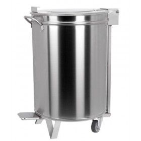 Poubelle inox - 95 litres + pédale/roulettes