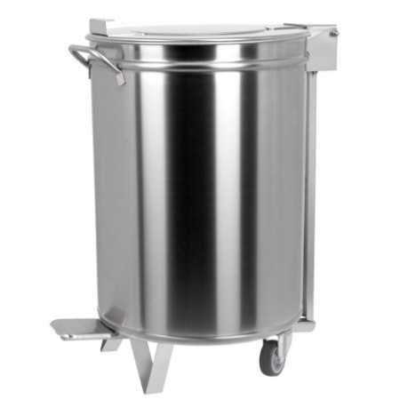 Poubelle inox - 95 litres + pédale/roulettes