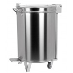 Poubelle inox - 95 litres + pédale/roulettes