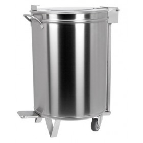 Poubelle inox - 95 litres + pédale/roulettes