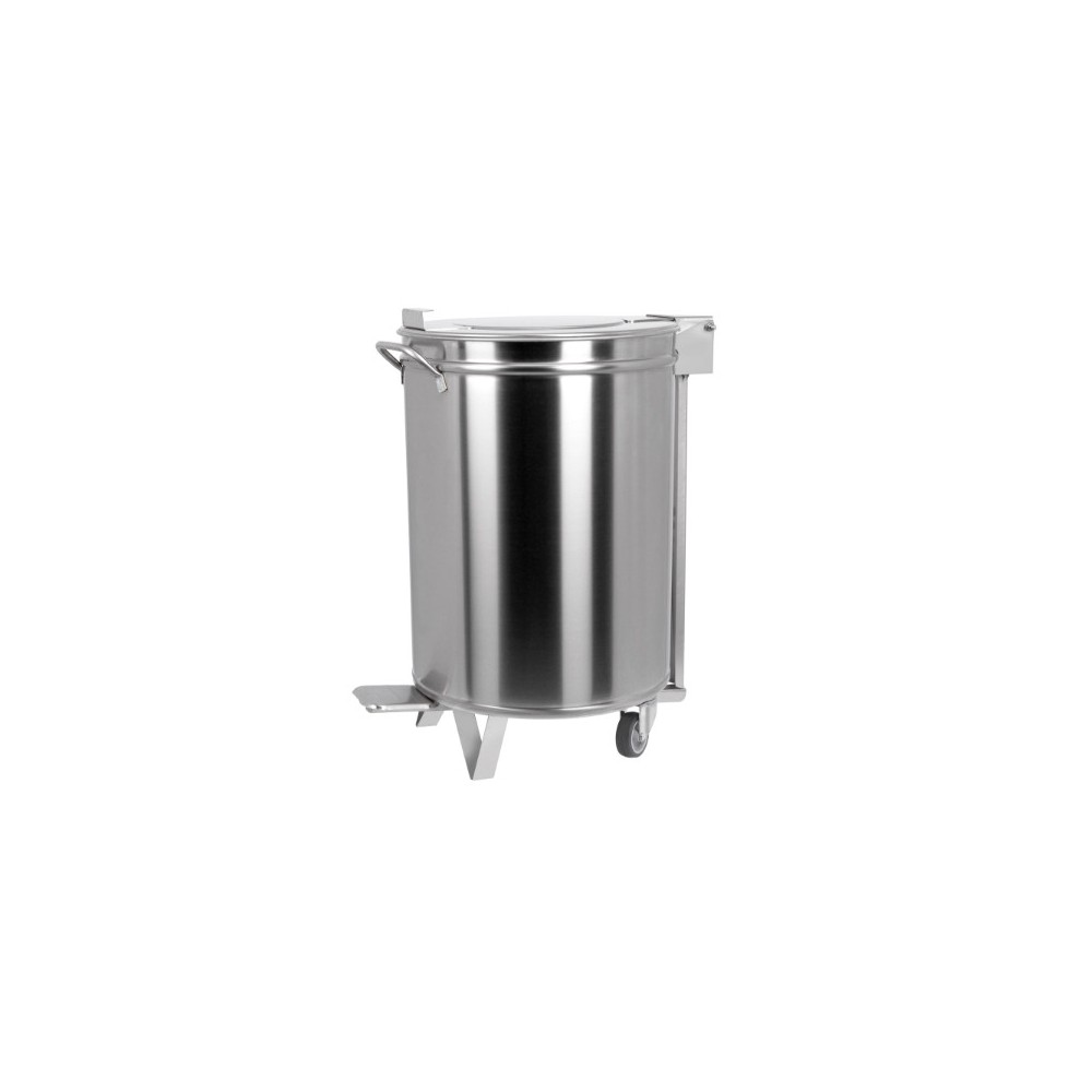 Poubelle inox - 95 litres + pédale/roulettes Poubelle inox - 95 litres + pédale/roulettes