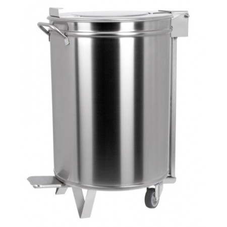 Poubelle inox - 95 litres + pédale/roulettes