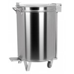 Poubelle inox - 95 litres + pédale/roulettes