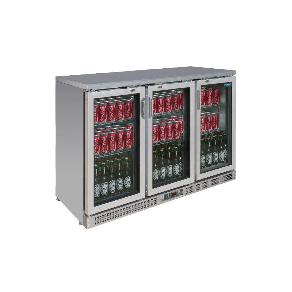 Arrière-bar réfrigéré - 3 portes vitrées battantes - INOX - 335 litres - Garantie 2 ans - Classe N Arrière-bar réfrigéré - 3 portes vitrées battantes - INOX - 335 litres - Garantie 2 ans - Classe N