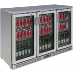 Arrière-bar réfrigéré - 3 portes vitrées battantes - INOX - 335 litres - Garantie 2 ans - Classe N
