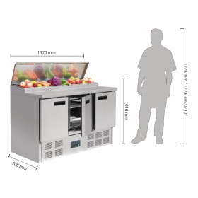 Table / meuble frigorifique 3 portes GN 1/1, 370 litres