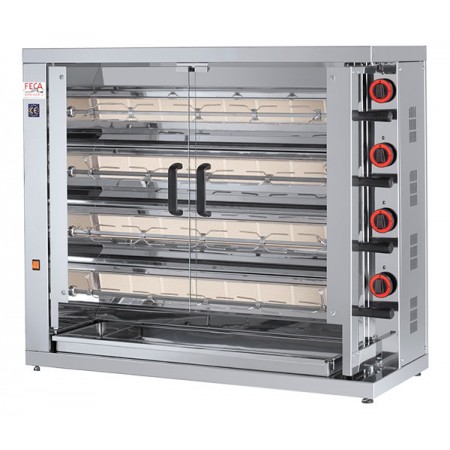 Rôtissoire professionnelle à poulets - GAZ - Paiement 4X - 4 broches / 24 poulets