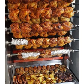 Rôtissoire professionnelle à poulets - PREMIUM - GAZ - Double - 15 broches / 90 poulets