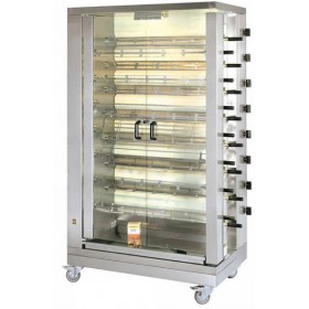 Rôtissoire professionnelle à poulets - PREMIUM - GAZ - Double - 15 broches / 90 poulets