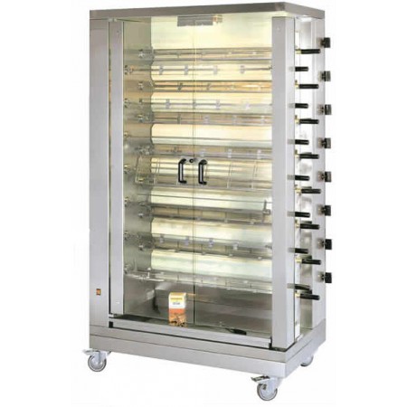 Rôtissoire professionnelle à poulets - PREMIUM - GAZ - Double - 15 broches / 90 poulets