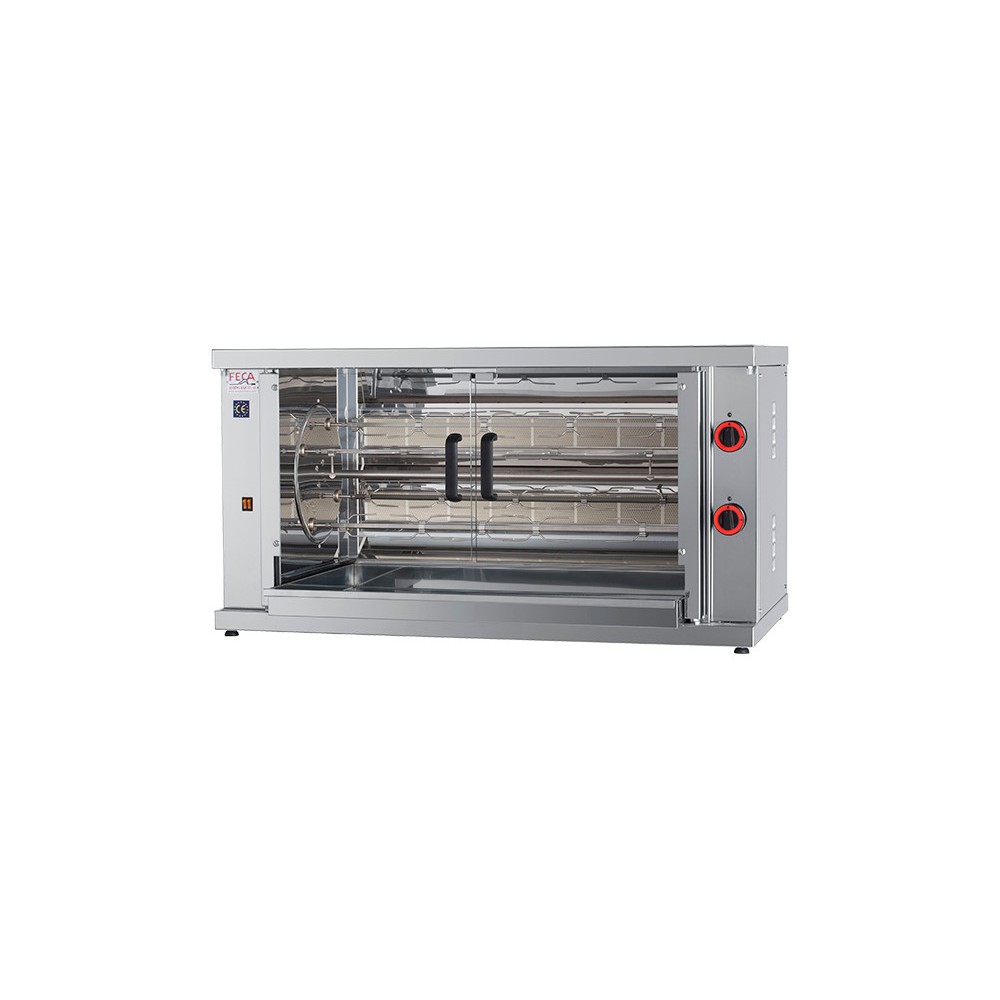 Rôtissoire rotative à poulets - GAZ - 4 broches / 24 poulets Rôtissoire rotative à poulets - GAZ - 4 broches / 24 poulets