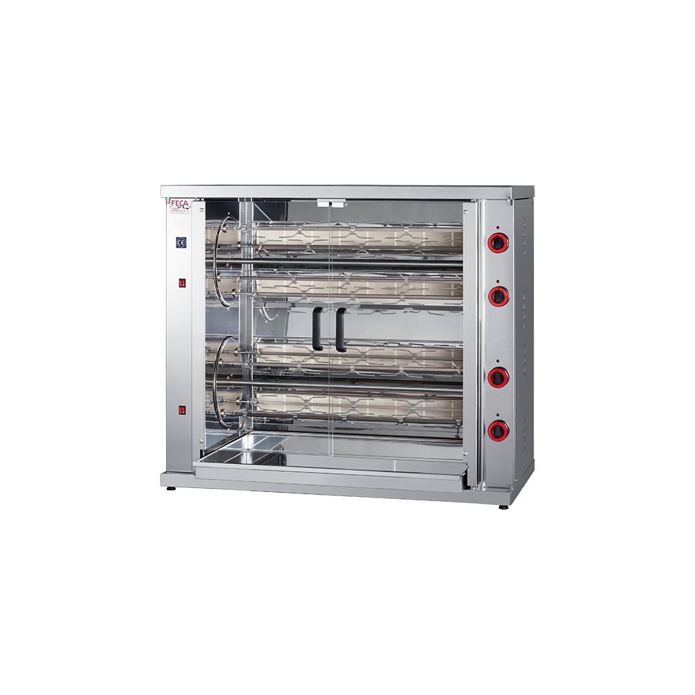 Rôtissoire rotative à poulets - GAZ - 8 broches / 48 poulets Rôtissoire rotative à poulets - GAZ - 8 broches / 48 poulets