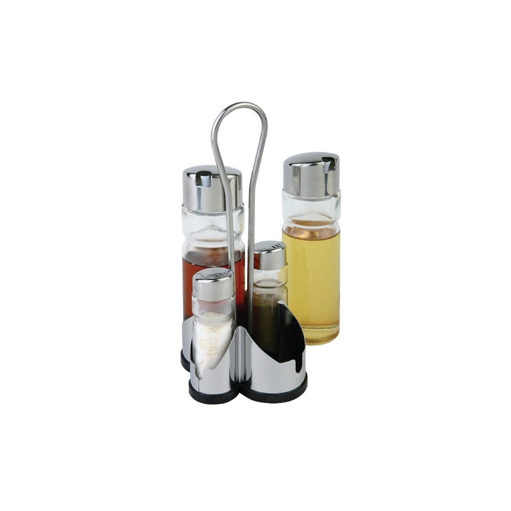 Ménagère complète - Support APS - Huile + vinaigre + salière + poivrier Ménagère complète - Support APS - Huile + vinaigre + salière + poivrier