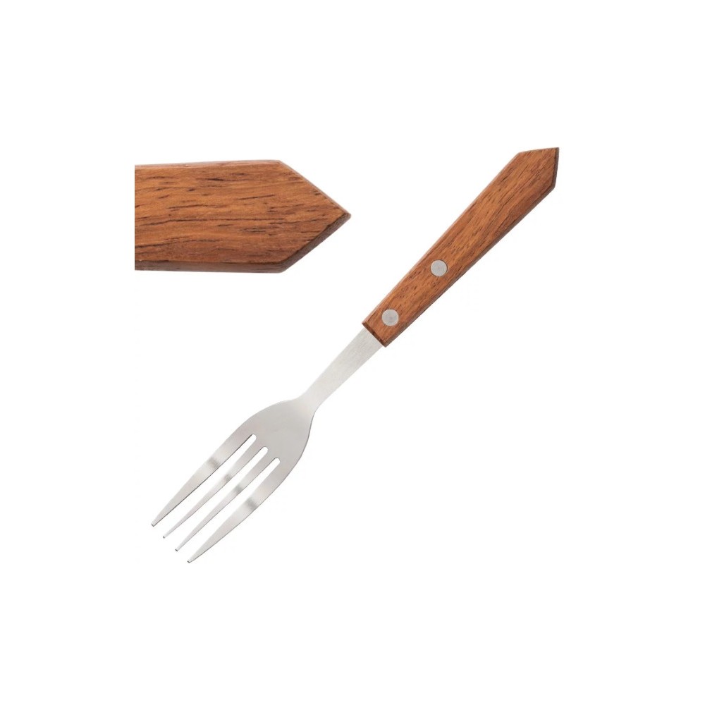 Fourchette à pizza / viande - 200 mm - Lot de 12 - Bois
