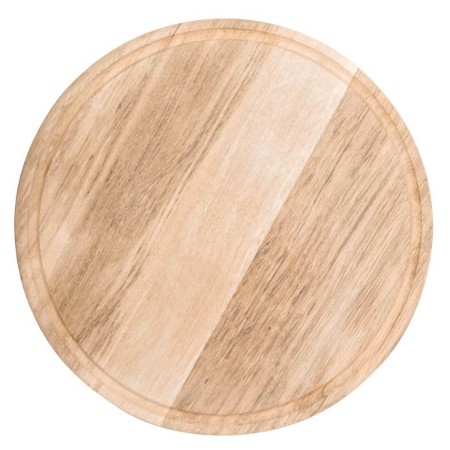 Assiette / Planche à pizza avec rainure à jus - Ø 420 mm - Bois
