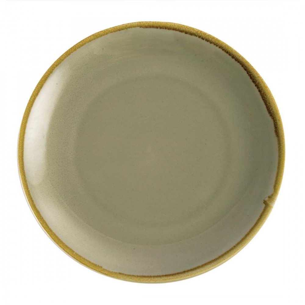 Assiettes rondes & plates - 280 mm - Couleur mousse / vert clair - Kiln Olympia - Lot de 4 Assiettes rondes & plates - 280 mm - Couleur mousse / vert clair - Kiln Olympia - Lot de 4