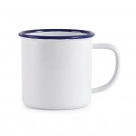 Tasses mug - Acier émaillé - 350 ml - Couleur blanc et bleu  - Olympia Enamel - Lot de 6