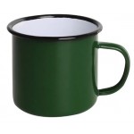 Tasses mug - Acier émaillé - 350 ml - Couleur vert et noir - Olympia Enamel - Lot de 6