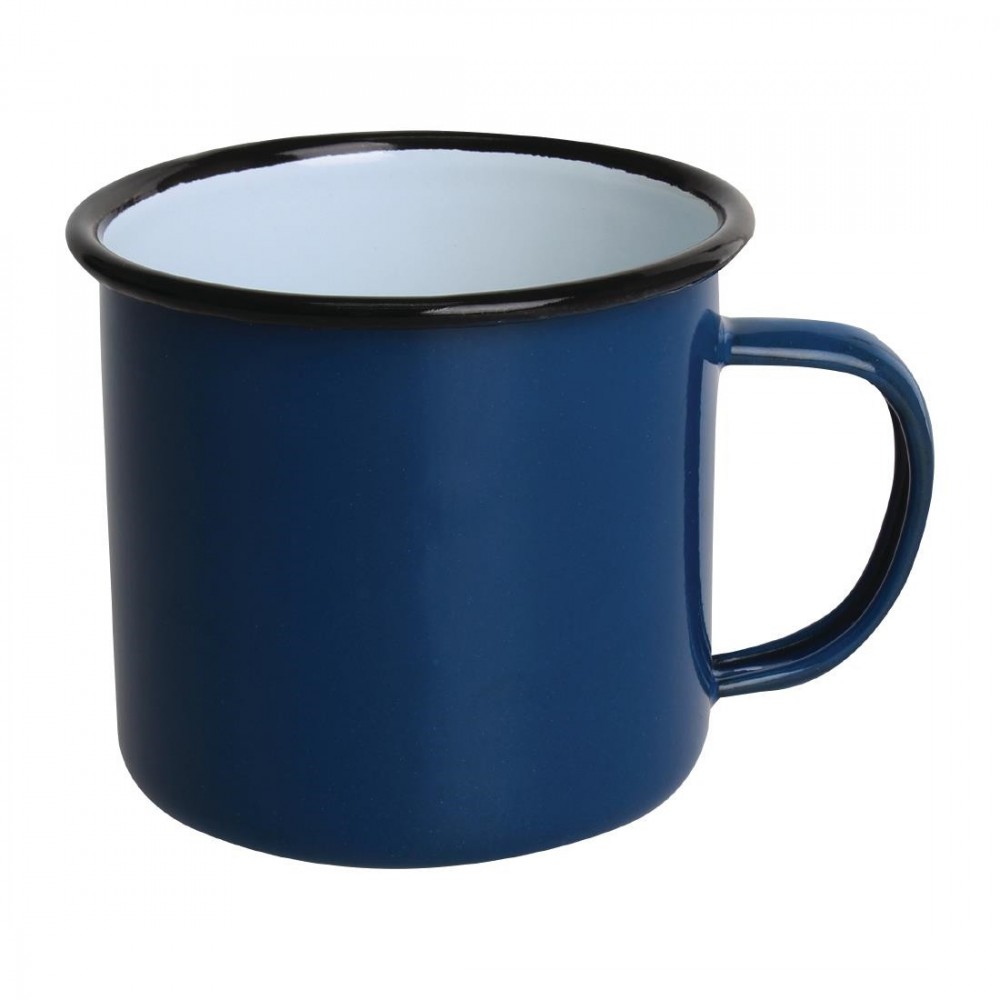 Tasses mug - Acier émaillé - 350 ml - Couleur bleu et noir - Olympia Enamel - Lot de 6 Tasses mug - Acier émaillé - 350 ml - Couleur bleu et noir - Olympia Enamel - Lot de 6