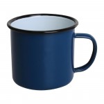 Tasses mug - Acier émaillé - 350 ml - Couleur bleu et noir - Olympia Enamel - Lot de 6