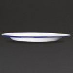 Assiettes rondes & plates - 300 mm - Couleur blanche et bleu - Olympia Enamel - Lot de 6