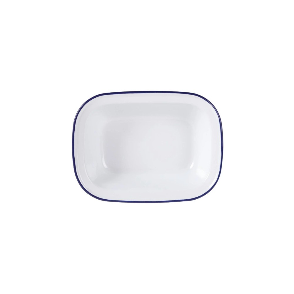 Plats rectangulaires - 180 x 130 x 40 mm - Couleur blanche et bleu - Olympia Enamel - Lot de 6 Plats rectangulaires - 180 x 130 x 40 mm - Couleur blanche et bleu - Olympia Enamel - Lot de 6