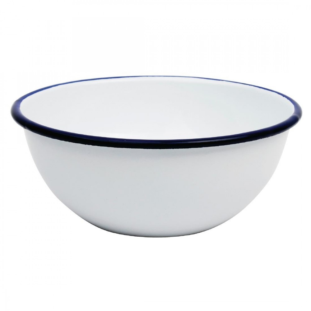 Bol - 155 mm - Couleur blanche et bleu - Olympia Enamel - Lot de 6 Bol - 155 mm - Couleur blanche et bleu - Olympia Enamel - Lot de 6