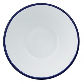 Bol - 155 mm - Couleur blanche et bleu - Olympia Enamel - Lot de 6