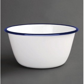 Bol - 155 mm - Couleur blanche et bleu - Olympia Enamel - Lot de 6