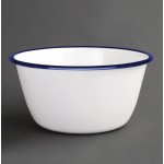 Bol - 155 mm - Couleur blanche et bleu - Olympia Enamel - Lot de 6