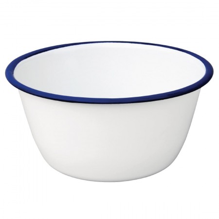 Bol - 155 mm - Couleur blanche et bleu - Olympia Enamel - Lot de 6