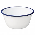 Bol - 155 mm - Couleur blanche et bleu - Olympia Enamel - Lot de 6
