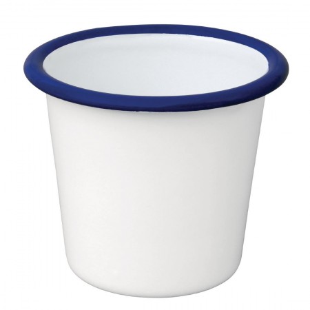 Pot à sauce - Acier émaillé - 114 ml - Couleur blanc et bleu  - Olympia Enamel - Lot de 6