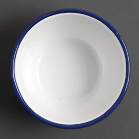 Pot à sauce - Acier émaillé - 114 ml - Couleur blanc et bleu  - Olympia Enamel - Lot de 6