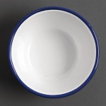 Pot à sauce - Acier émaillé - 114 ml - Couleur blanc et bleu  - Olympia Enamel - Lot de 6