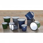 Pot à sauce - Acier émaillé - 114 ml - Couleur blanc et bleu  - Olympia Enamel - Lot de 6