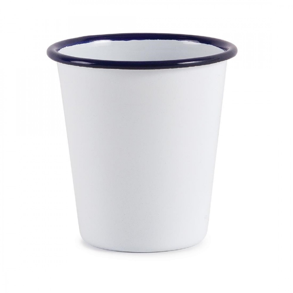 Gobelets - Acier émaillé - 310 ml - Couleur blanc et bleu - Olympia Enamel - Lot de 6 Gobelets - Acier émaillé - 310 ml - Couleur blanc et bleu - Olympia Enamel - Lot de 6